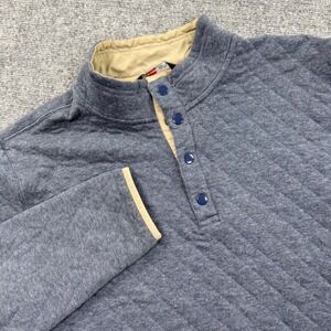 Stoic Quilted 1/4 Button Pullover XXL Snap Neck Sweatshirt Blue Long Sleeve Mens